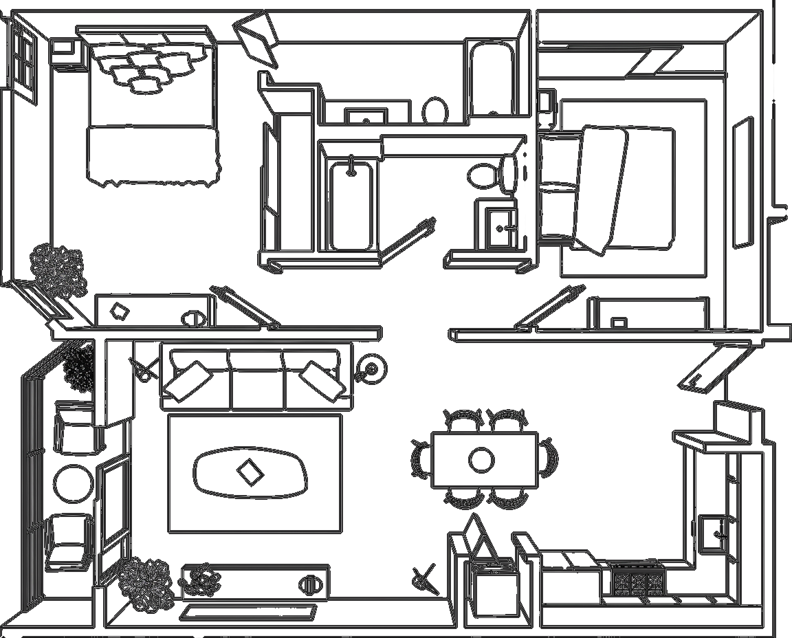 Floor Plan D floor plan — 940 square feet