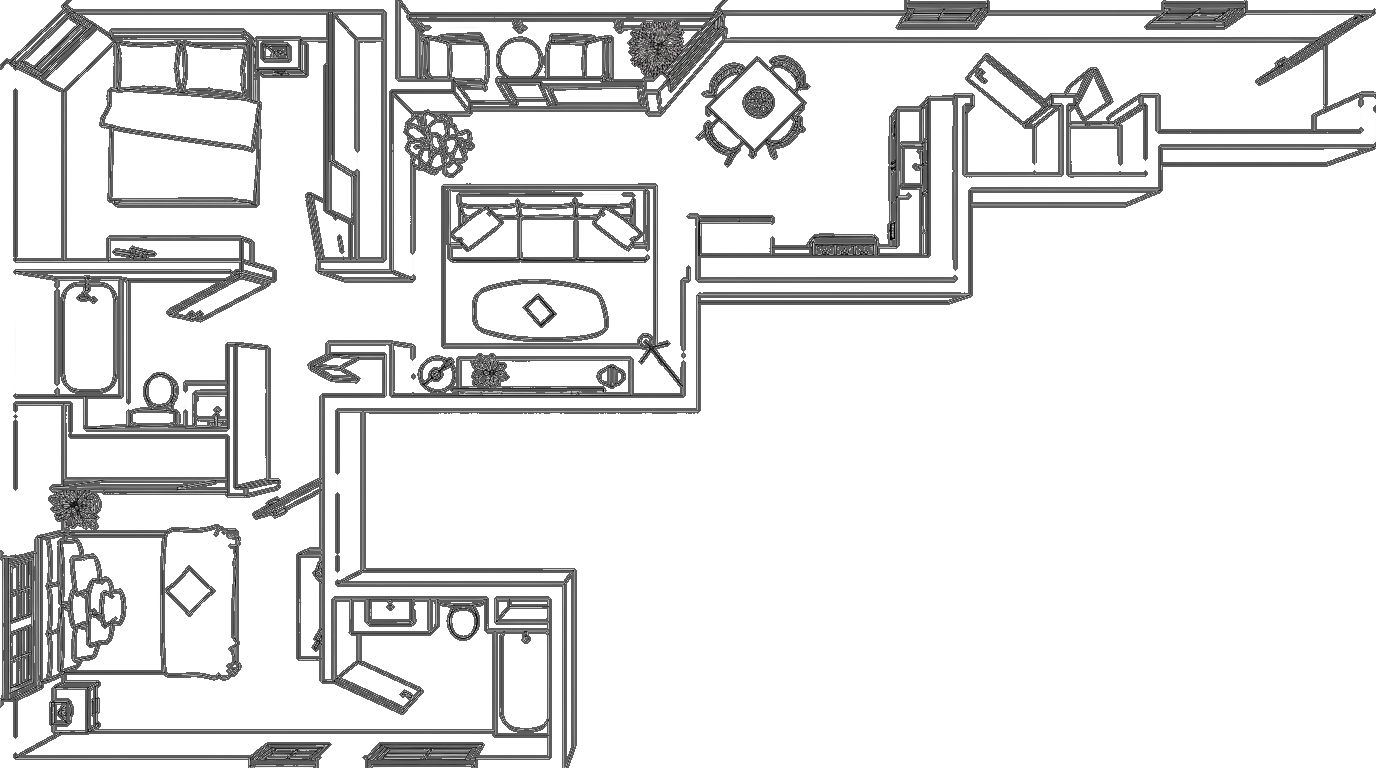 Floor Plan H floor plan — 860 square feet