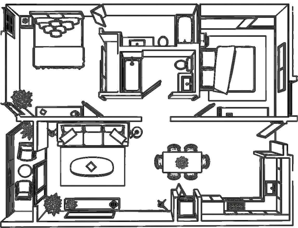 Floor Plan I floor plan — 820 square feet