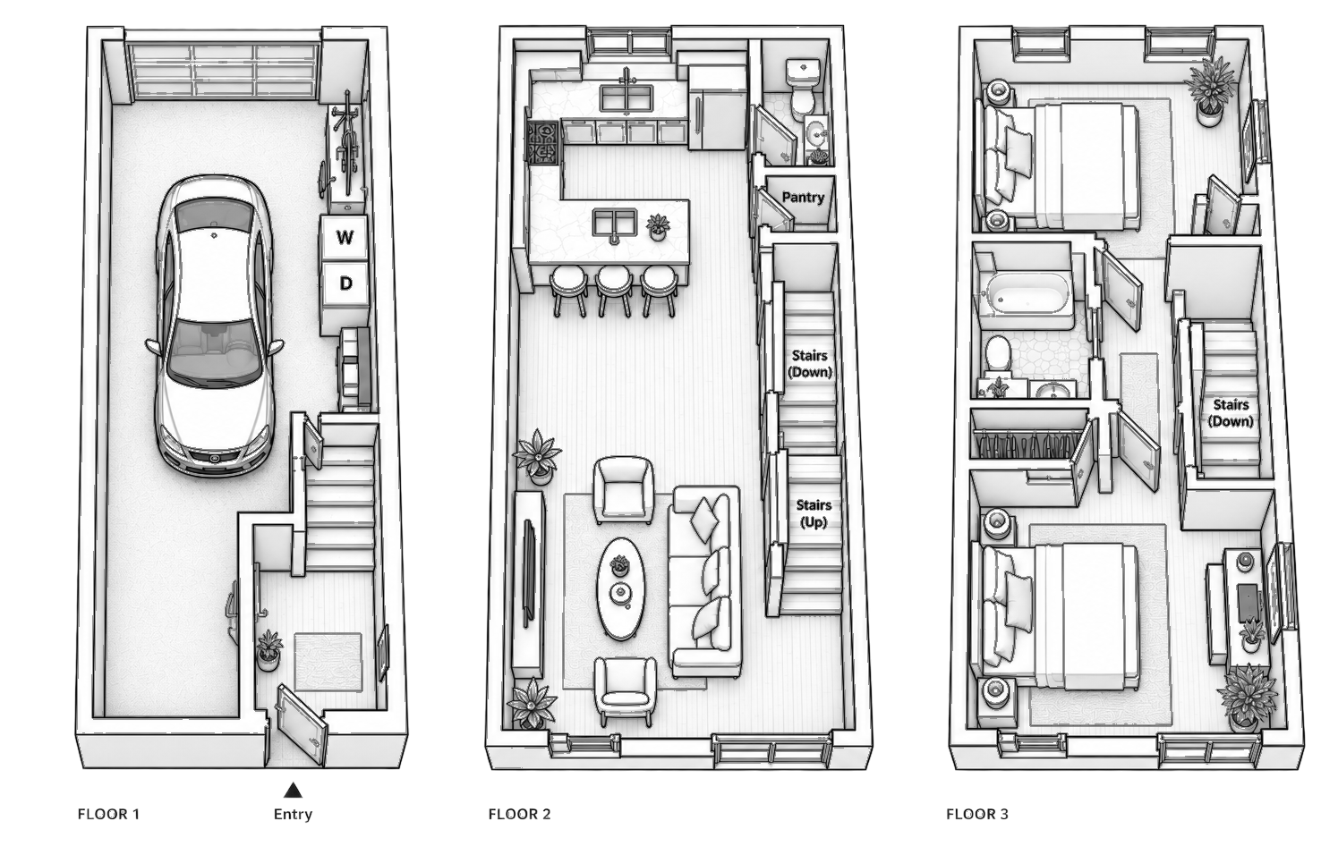The Townhomes floor plan — 1256 square feet
